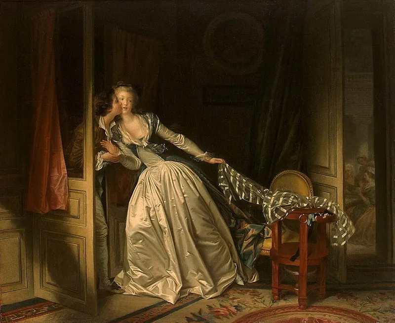 El beso robado (Le Baiser à la dérobée), Jean-Honoré Fragonard alrededor de 1790